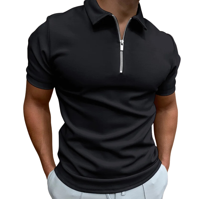 GREGORIO | MODERN POLO SHIRT WITH MID-ZIP