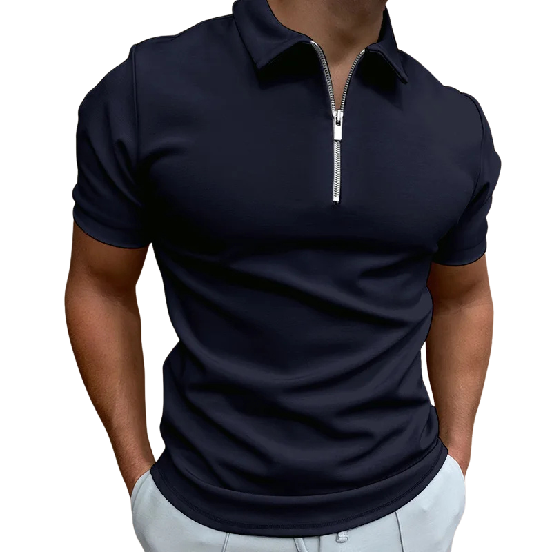 GREGORIO | MODERN POLO SHIRT WITH MID-ZIP