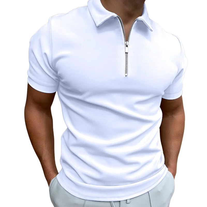 GREGORIO | MODERN POLO SHIRT WITH MID-ZIP