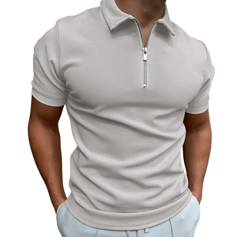 GREGORIO | MODERN POLO SHIRT WITH MID-ZIP