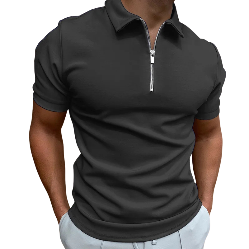 GREGORIO | MODERN POLO SHIRT WITH MID-ZIP