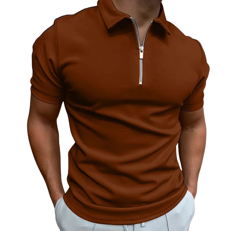 GREGORIO | MODERN POLO SHIRT WITH MID-ZIP