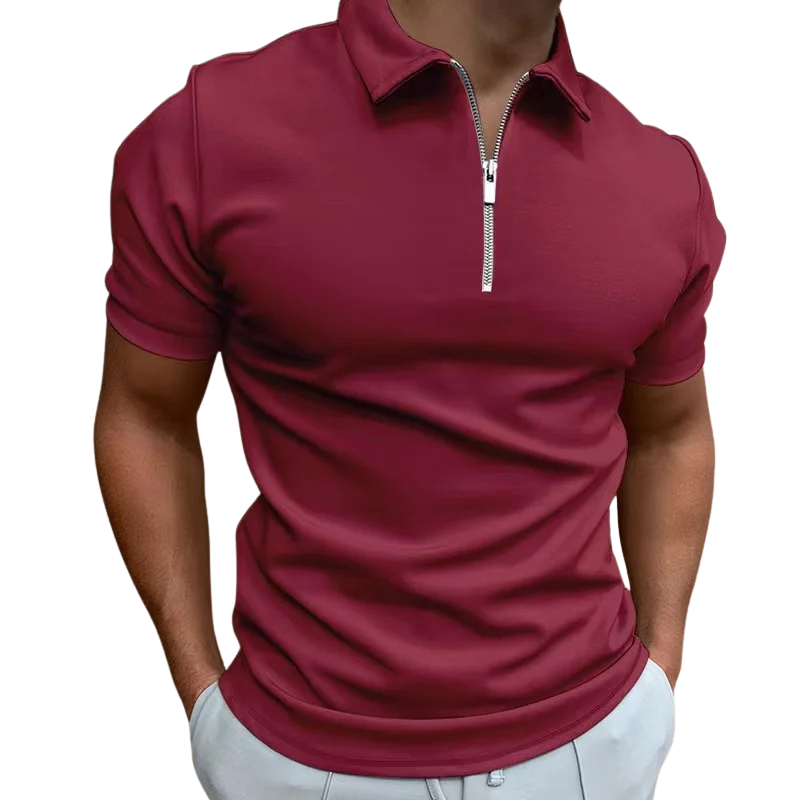 GREGORIO | MODERN POLO SHIRT WITH MID-ZIP