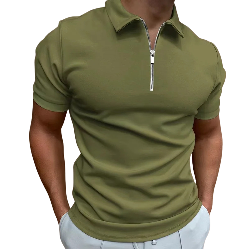 GREGORIO | MODERN POLO SHIRT WITH MID-ZIP
