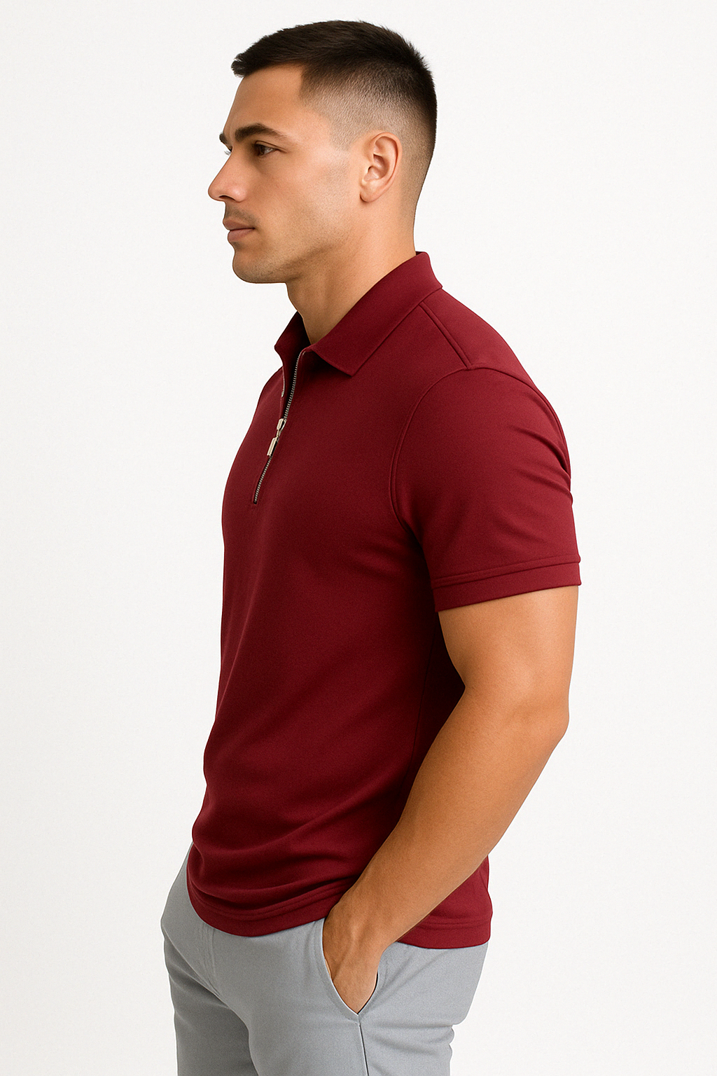 GREGORIO | MODERN POLO SHIRT WITH MID-ZIP