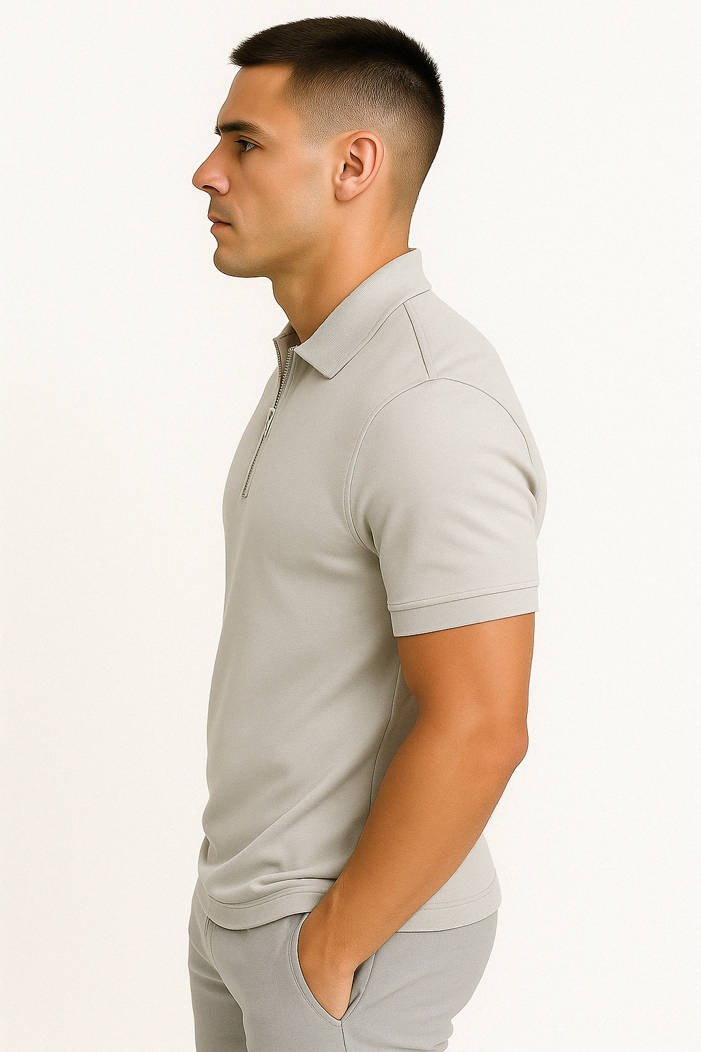 GREGORIO | MODERN POLO SHIRT WITH MID-ZIP